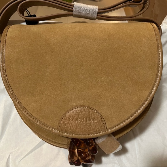 See by Chloé Mara Medium Chain Lock Shoulder Bag in Biscotti Beige